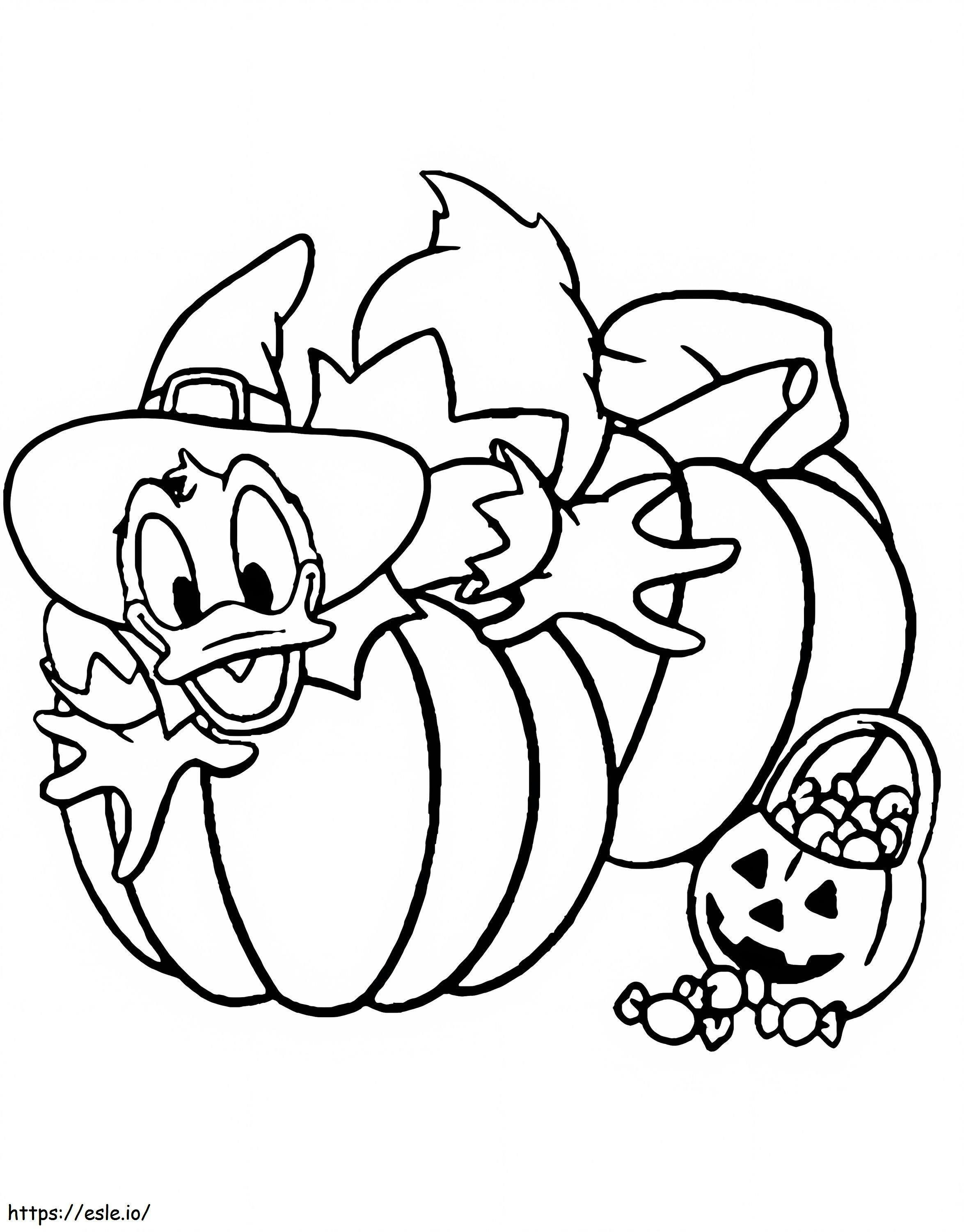 Pato Donald en Halloween para colorear