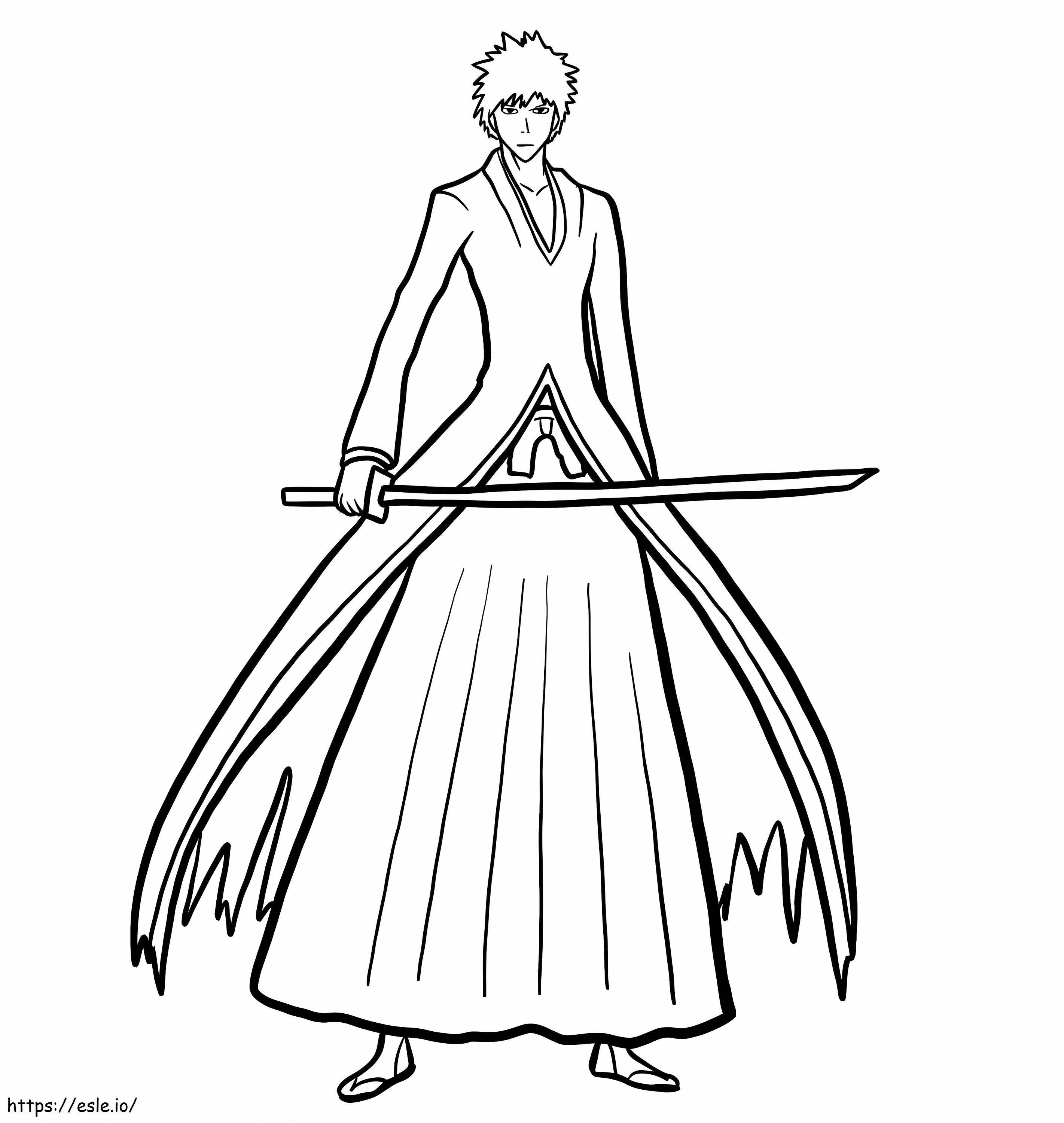 Personagem principal de Bleach, Ichigo Kurosaki para colorir