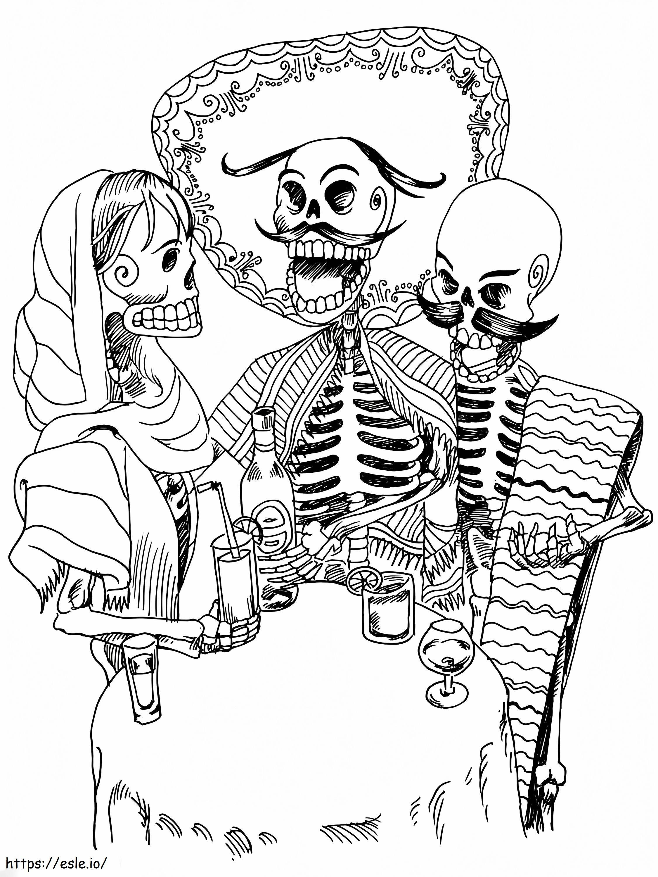 Esqueletos de terror para colorear