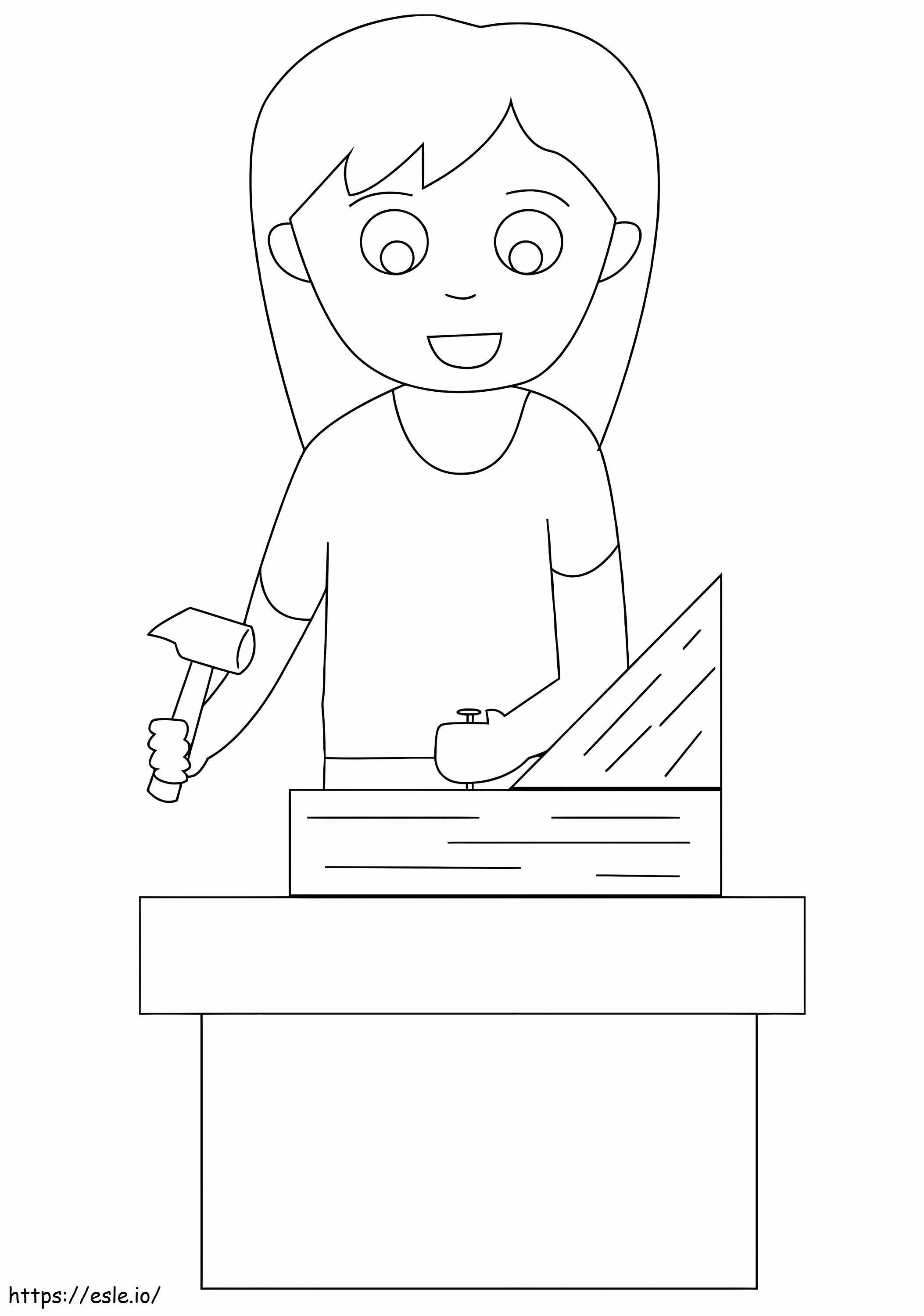 Girl Carpenter coloring page