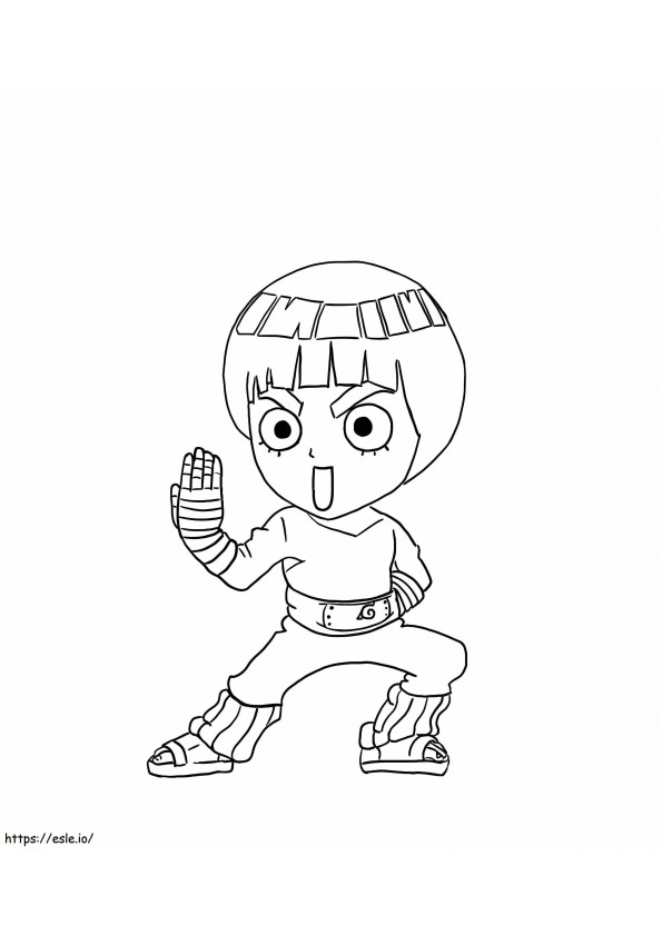 Chibi Rock Lee Fighting coloring page