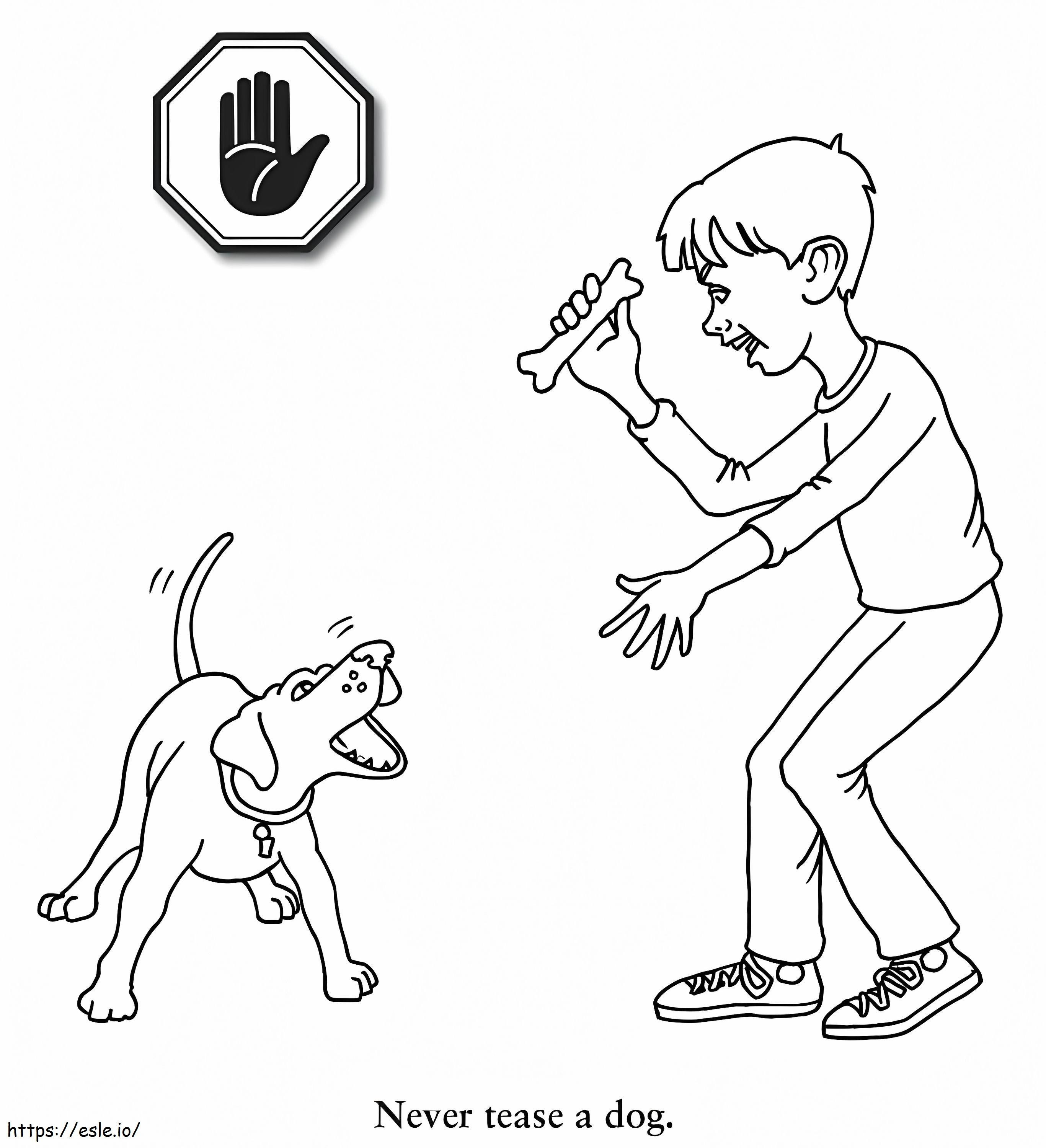 Never Tease A Dog coloring page