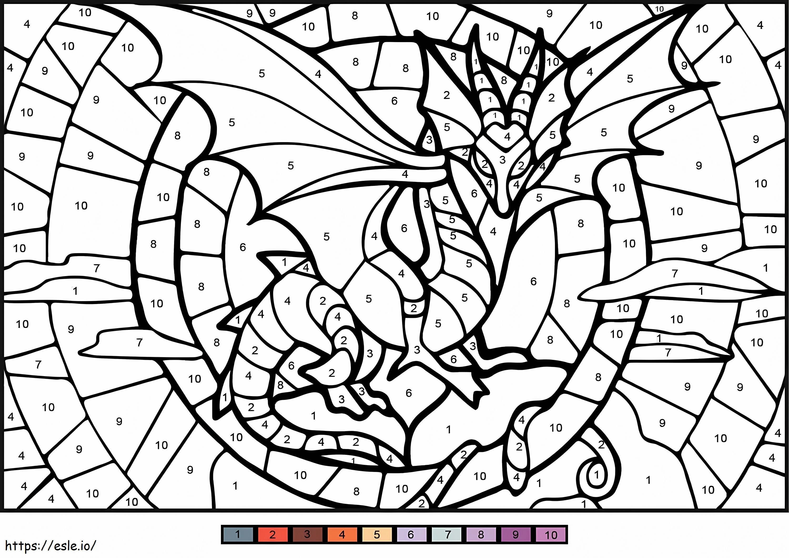 Cor do dragão por número para colorir