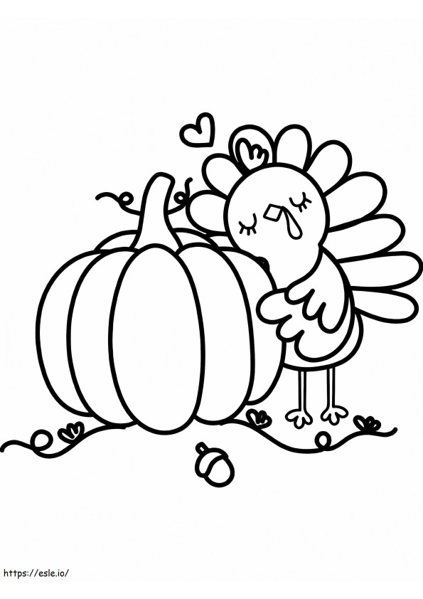 Coloriage Citrouille de dinde de Thanksgiving 2 à imprimer dessin