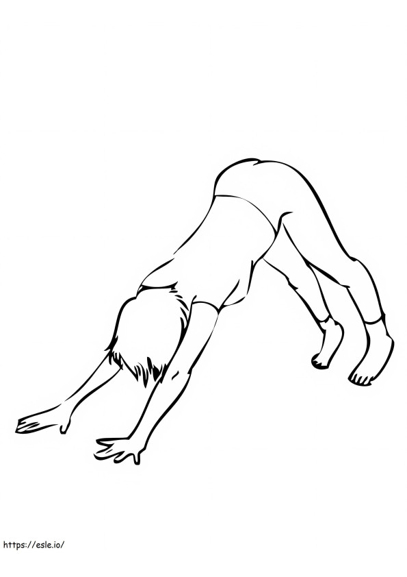 Coloriage Yoga avec pose de chien vers le bas à imprimer dessin