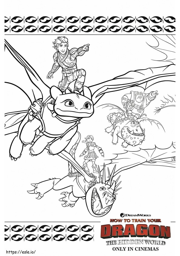 Hiccup And Friends Flying Attack coloring page