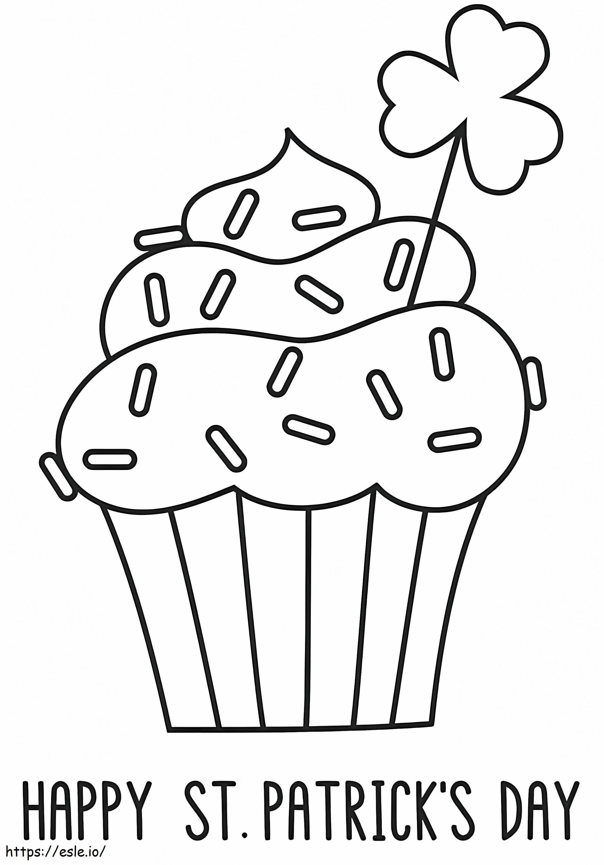 St. Patricks Day Cupcake coloring page