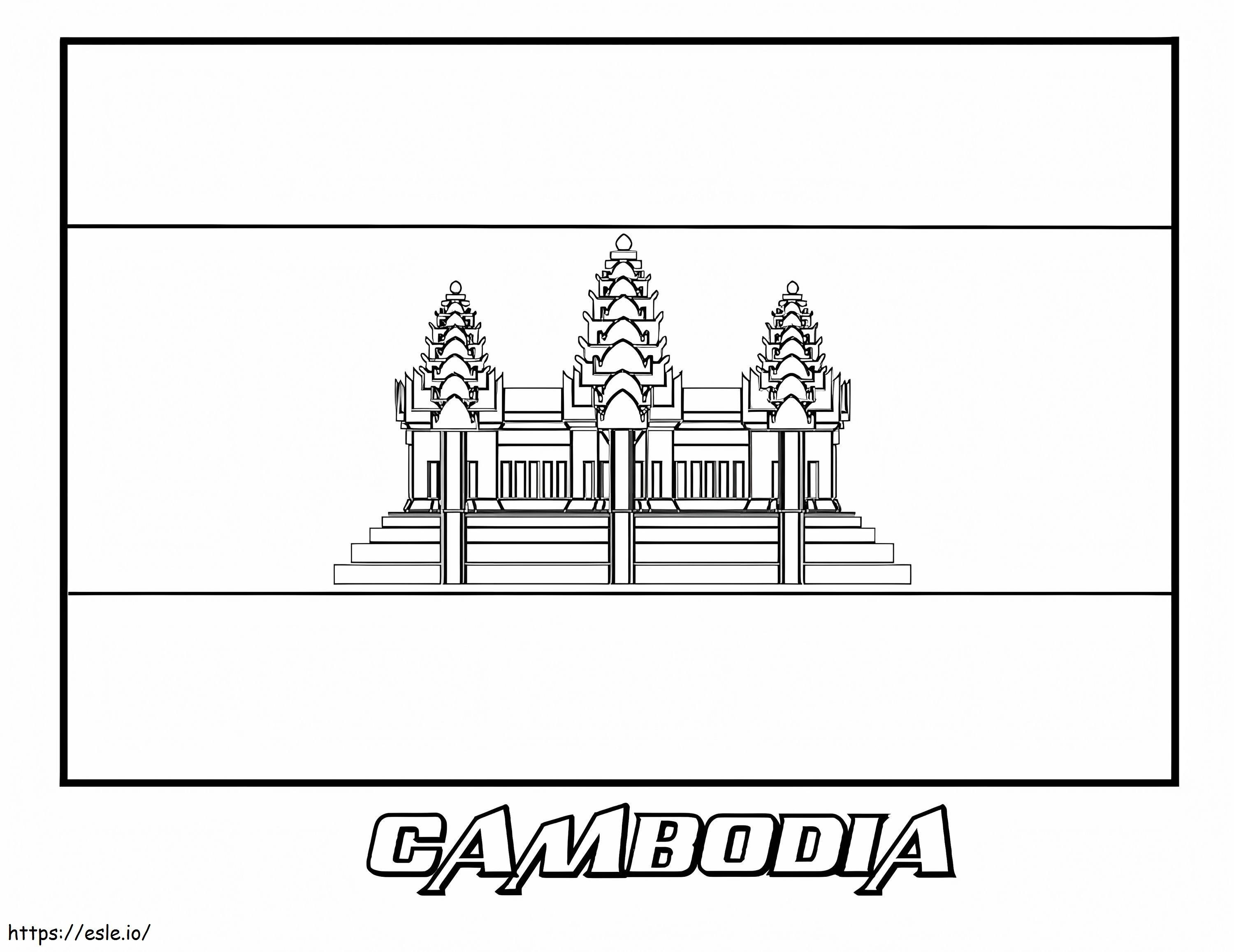 Flaga Kambodży kolorowanka