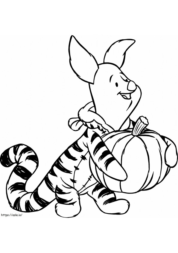 Piglet Holding Pumpkin coloring page