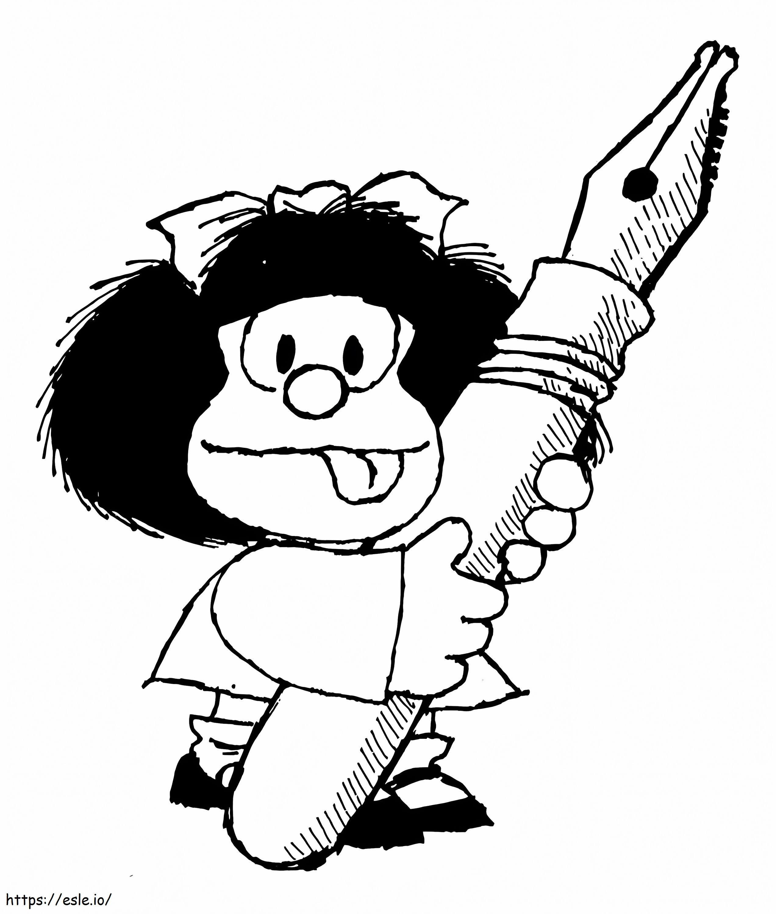 Mafalda Dengan Pena Gambar Mewarnai