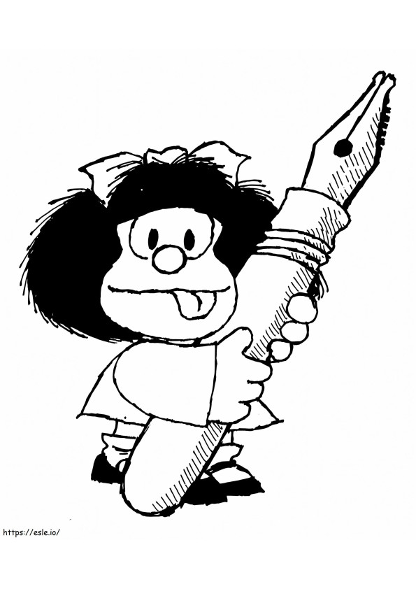 Mafalda met een pen kleurplaat
