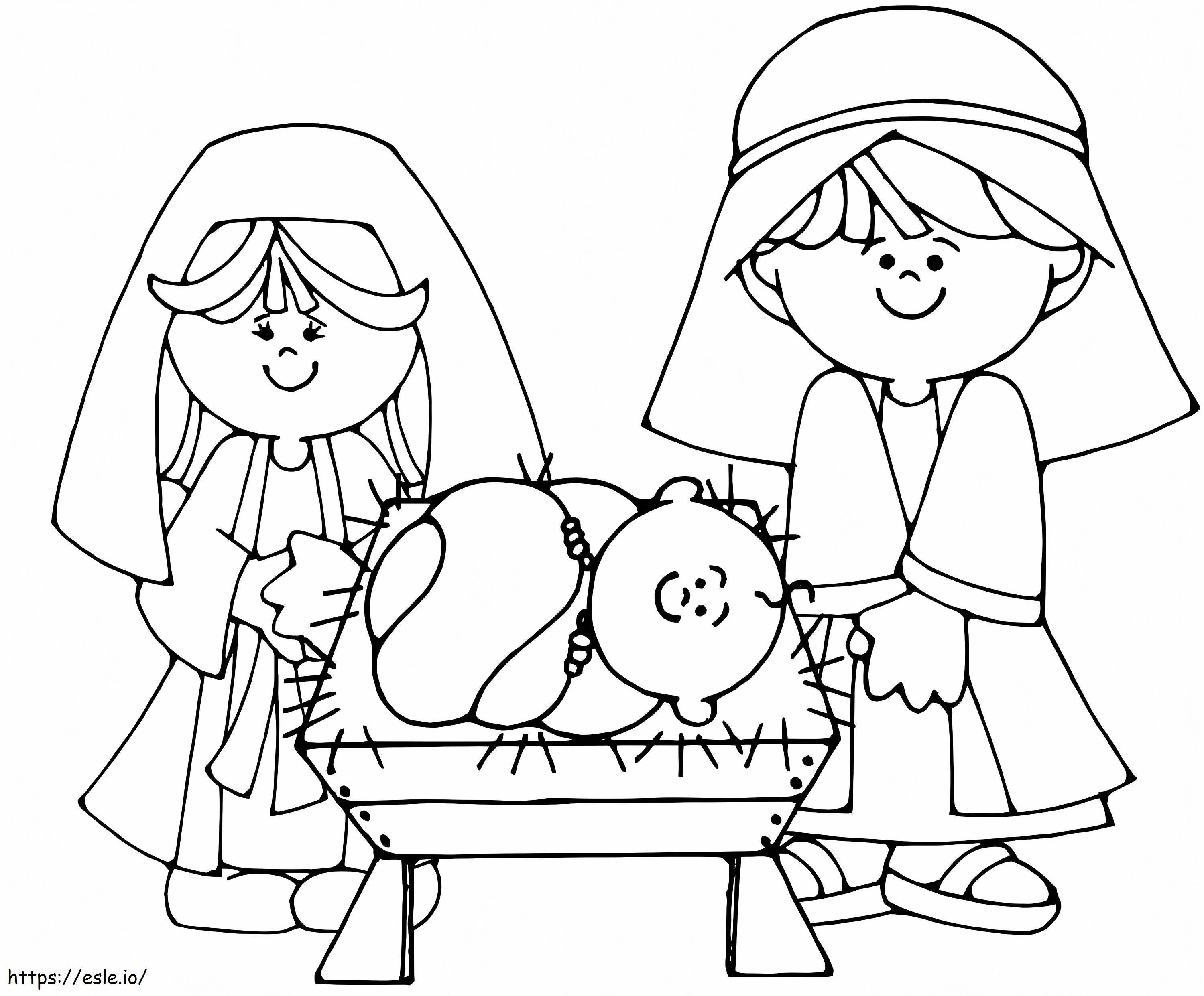 Natividade Menino Jesus para colorir