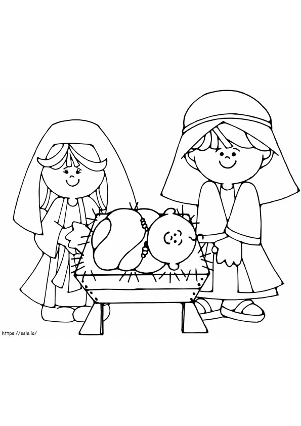 Geboorte kindje Jezus kleurplaat