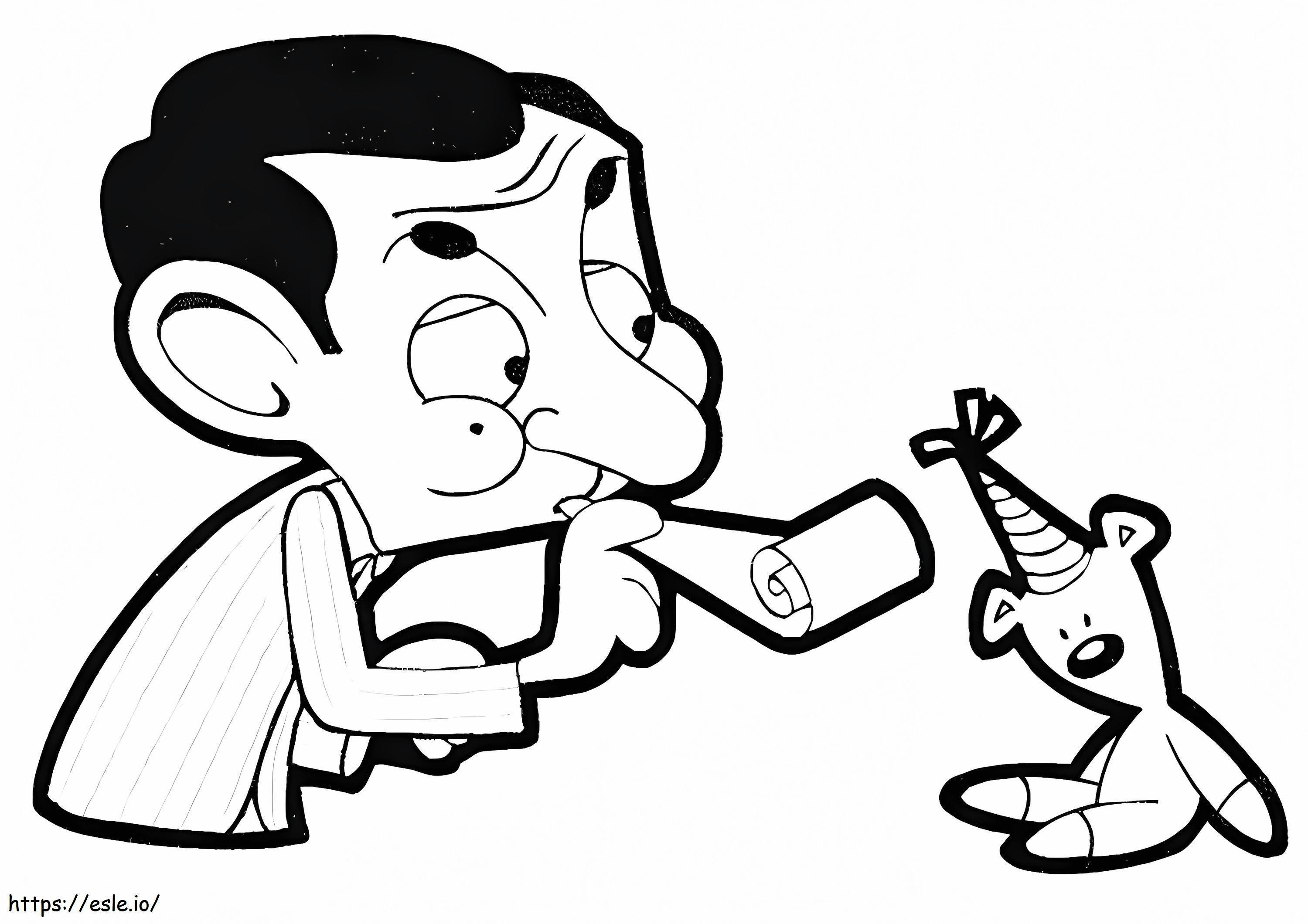 1531704923 Mr Bean Play With Teddy A4 E1600394057820 coloring page