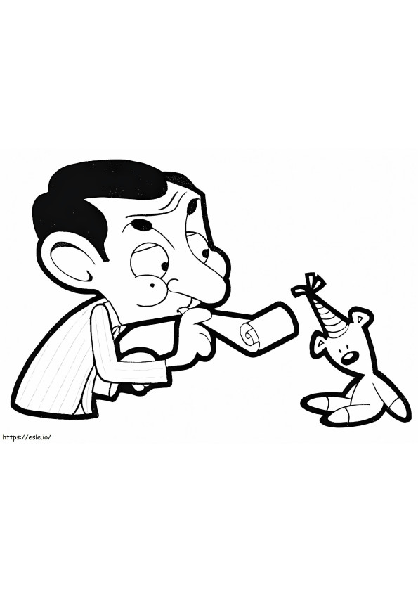 1531704923 Mr Bean Play With Teddy A4 E1600394057820 coloring page