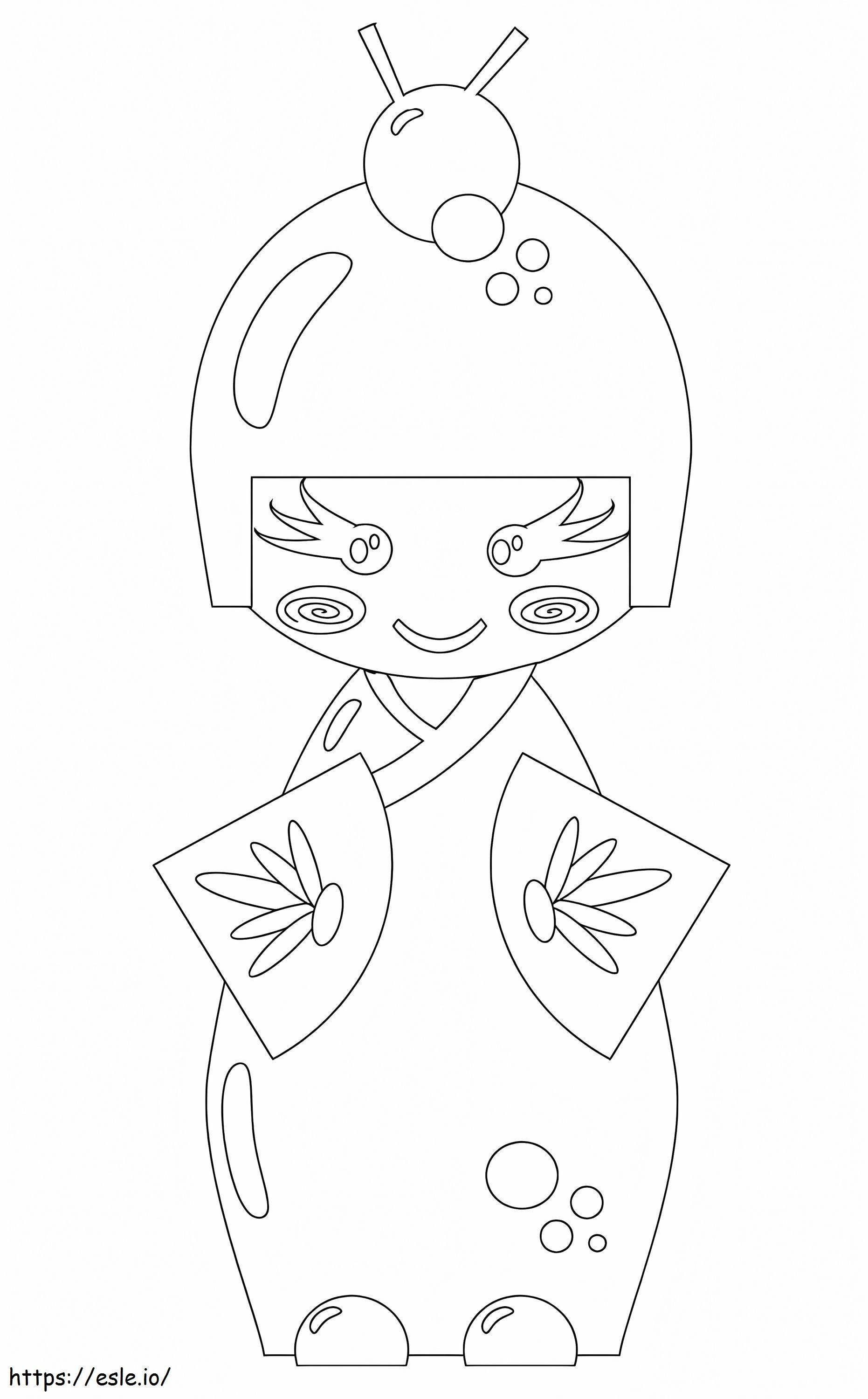 Traditional Japanese Doll coloring page