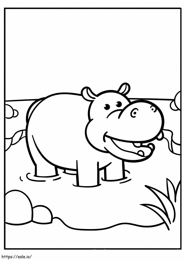 Coloriage Hippopotame sous l'eau à imprimer dessin