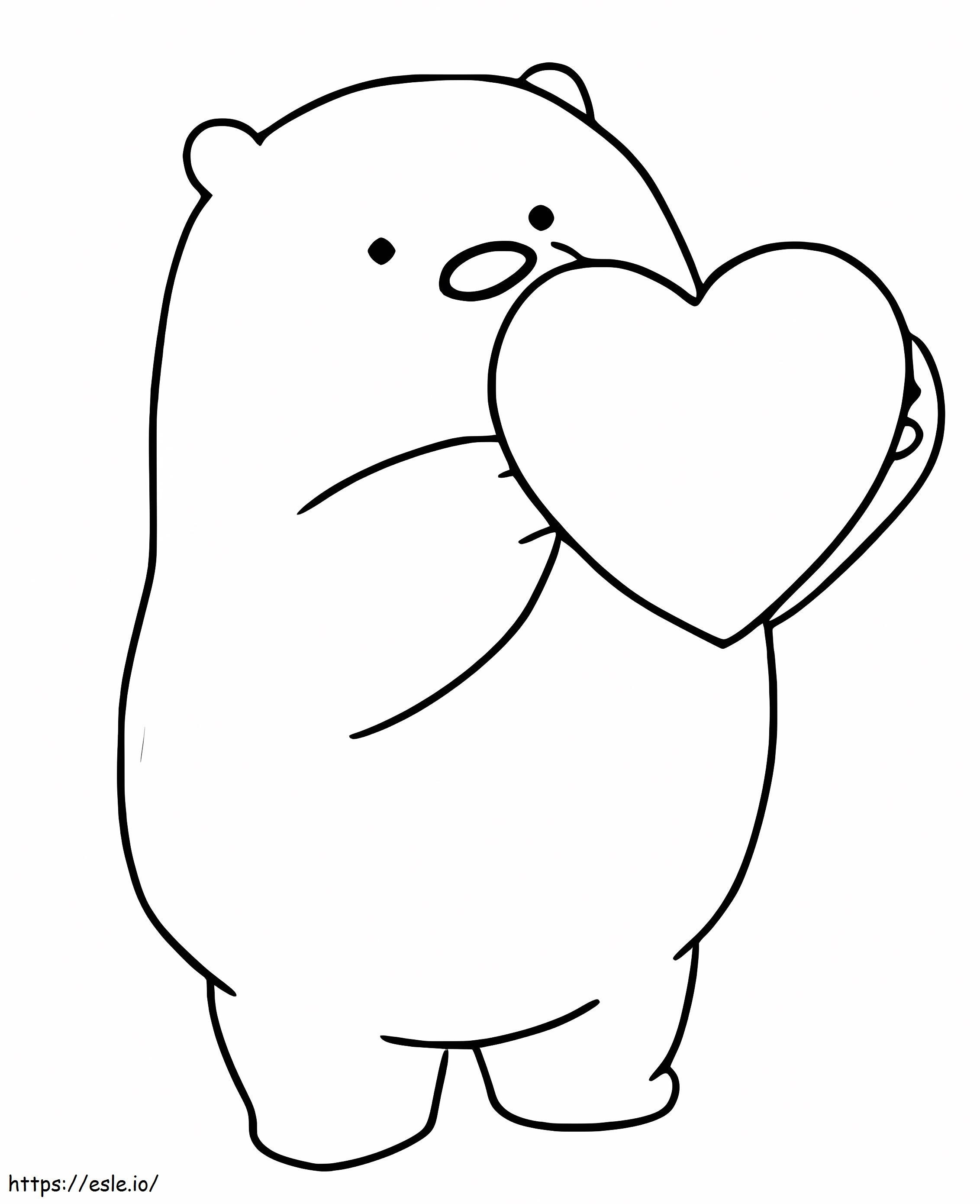 Ursul de gheață care ține inima de colorat