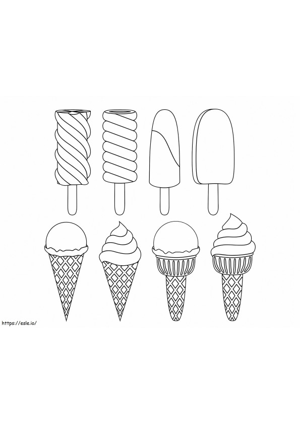 Muchos tipos de helado para colorear