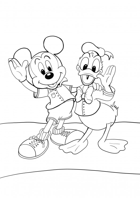 Favorite Mickey and Donald image to color for free