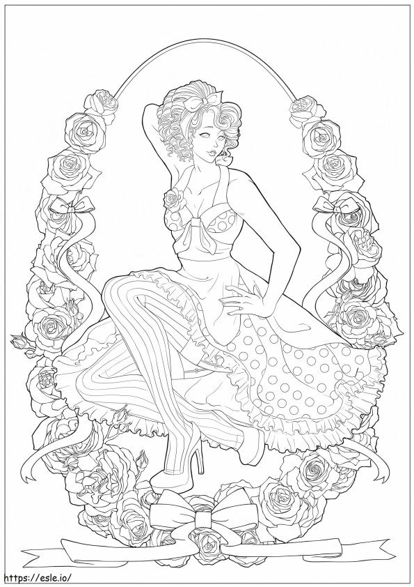 Young Woman Vintage coloring page
