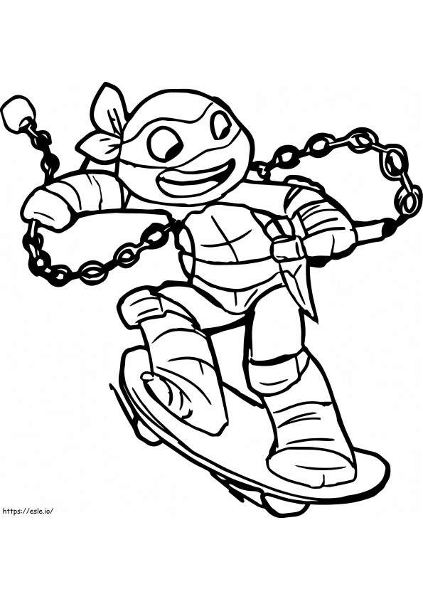 1532140232 Ninja Turtle Skateboarding A4 de colorat