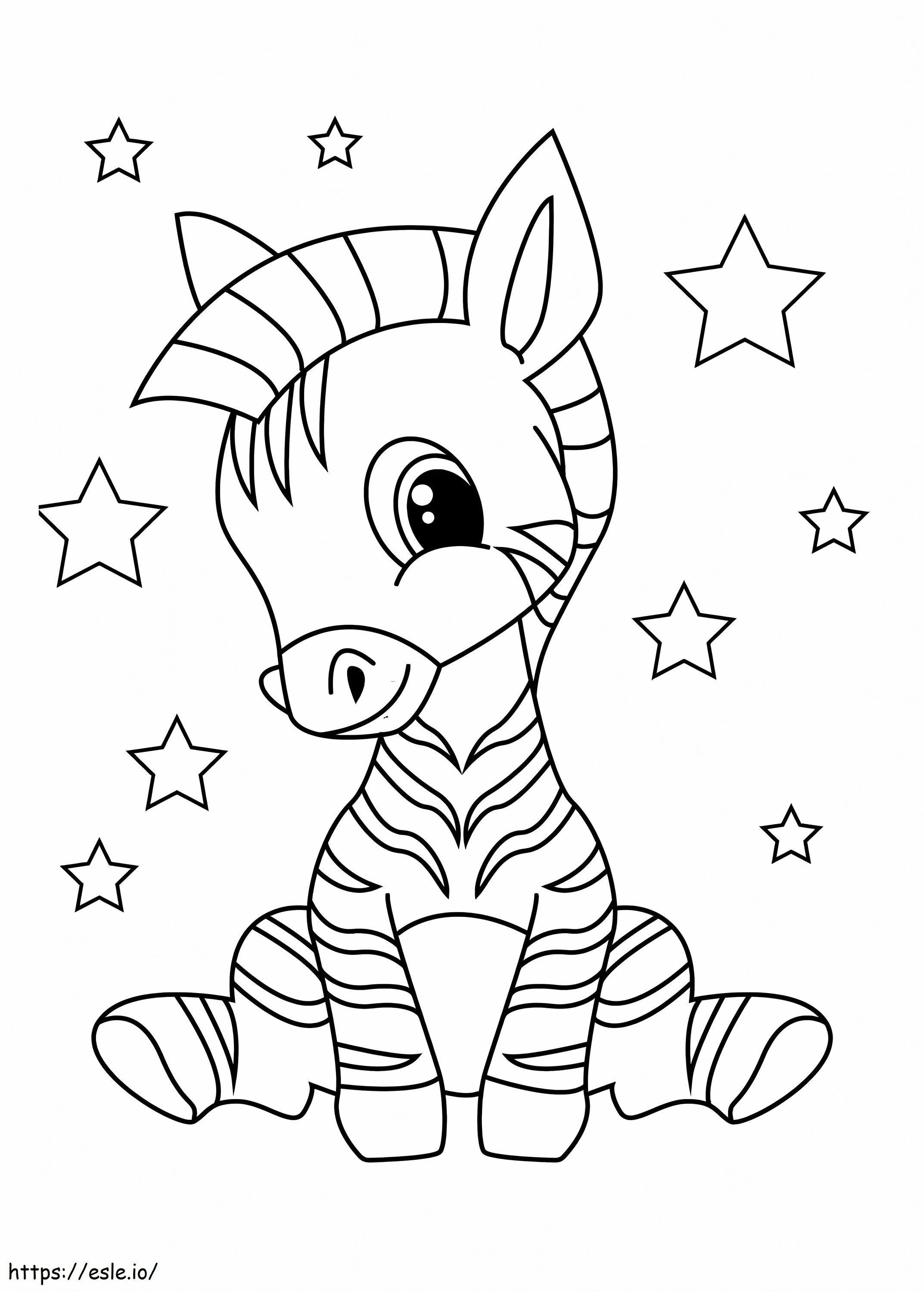 Zebra sentada com estrela para colorir