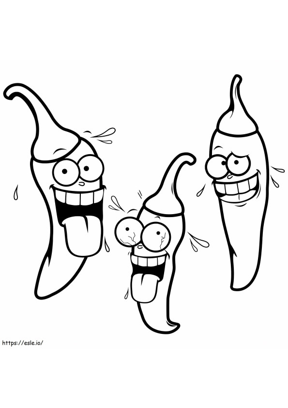 Three Fun Chiles coloring page