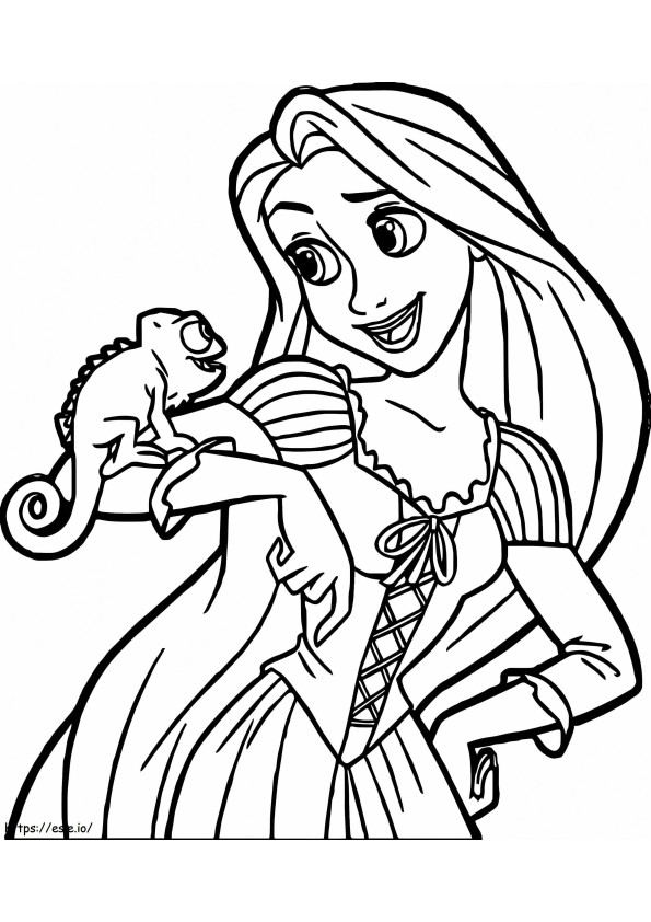 Felice principessa Rapunzel 2 da colorare