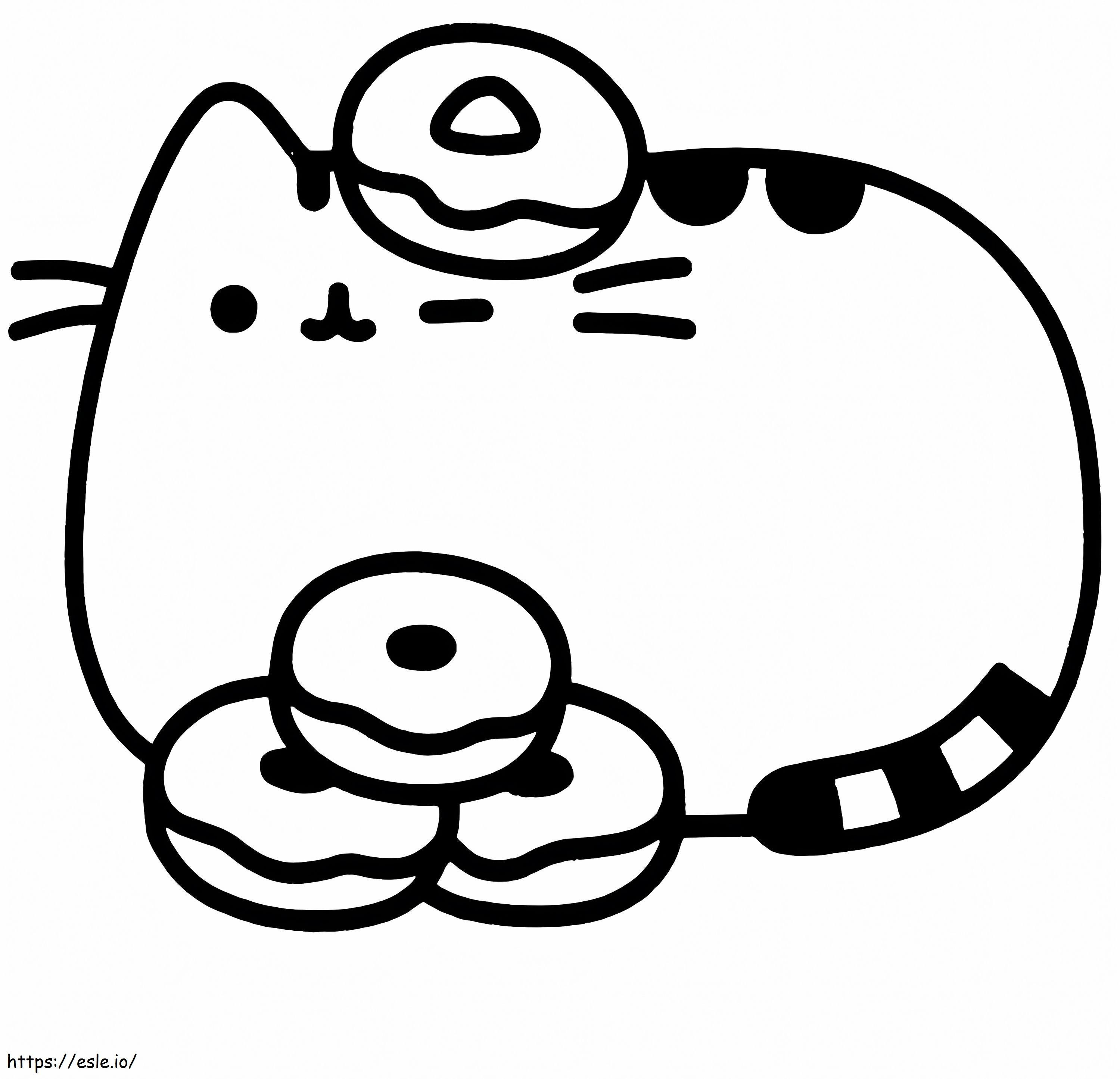 Pusheen Y Donut coloring page