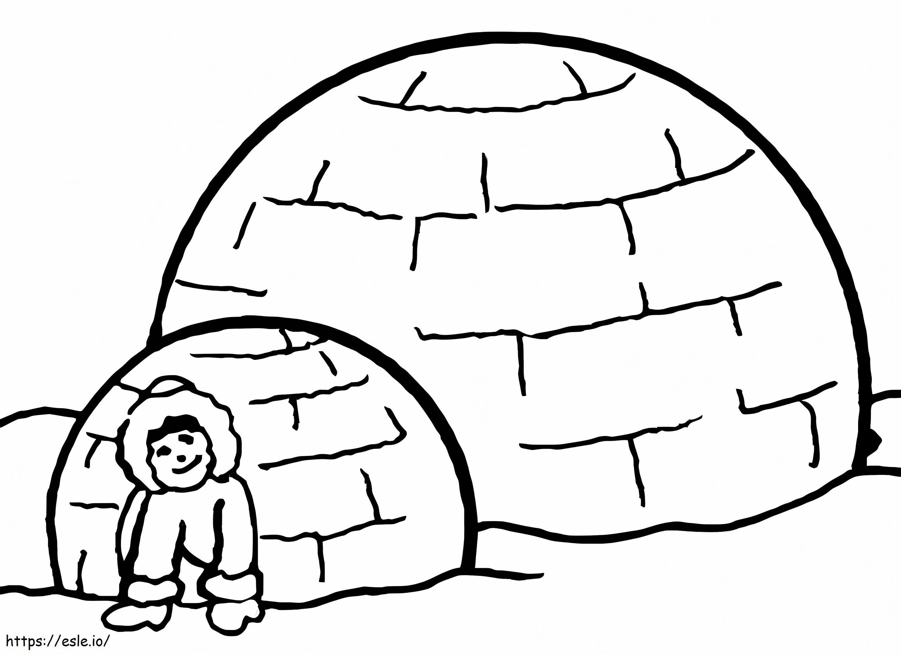 Desenând un om cu două igluuri de colorat