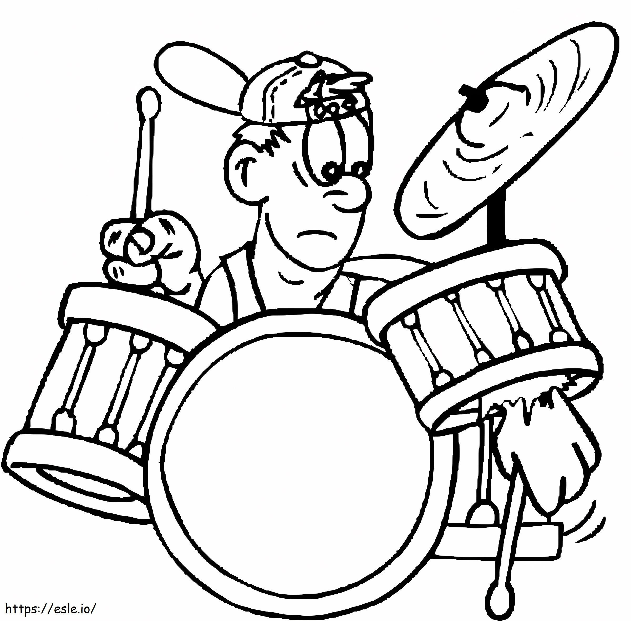 baterista tocando el tambor para colorear