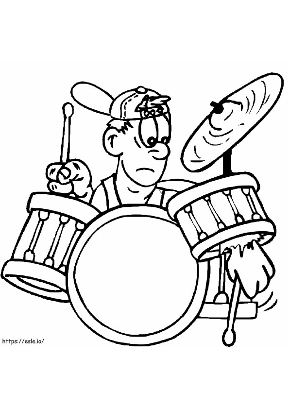 Batterista che suona il tamburo da colorare