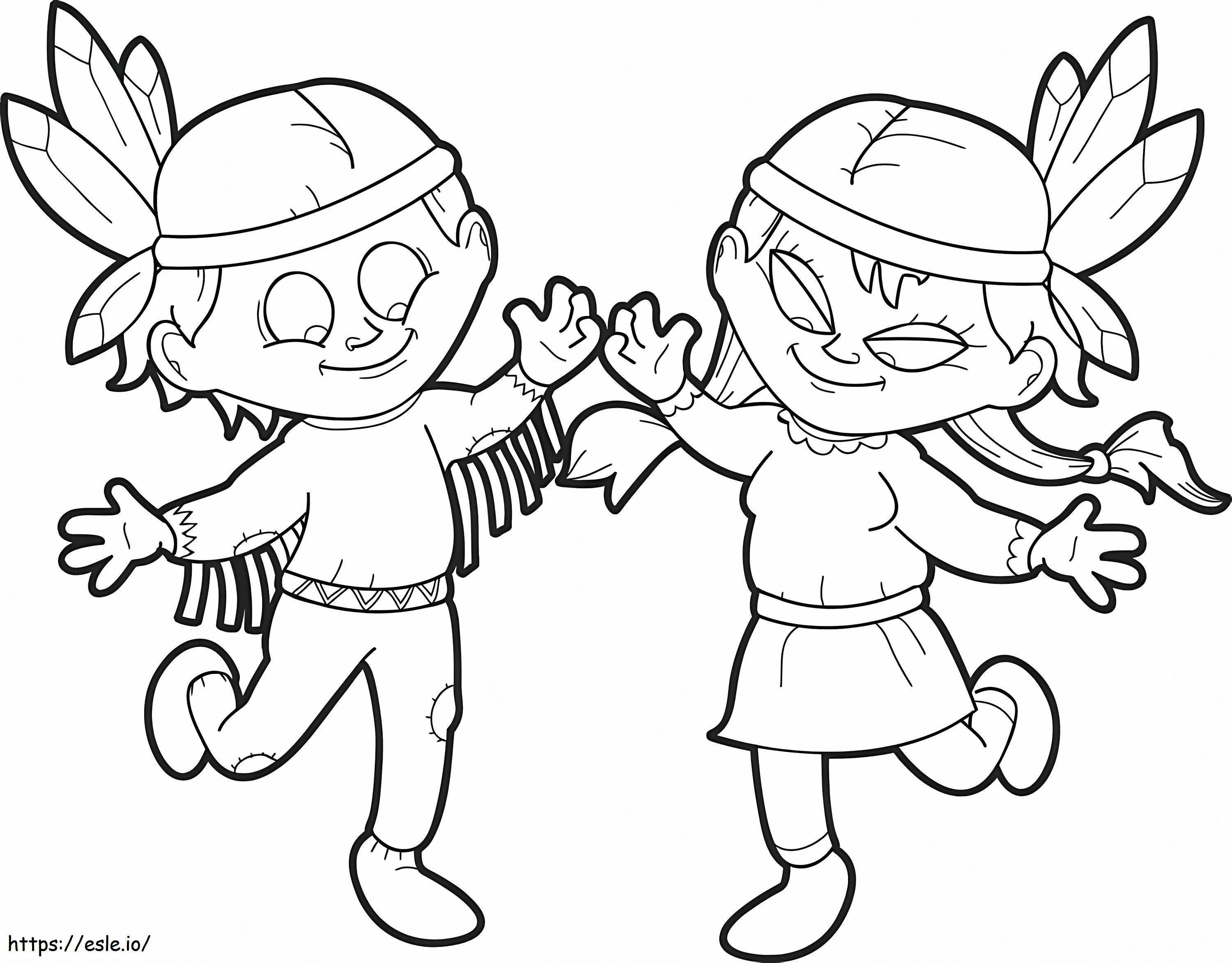 Native Americans Dancing coloring page