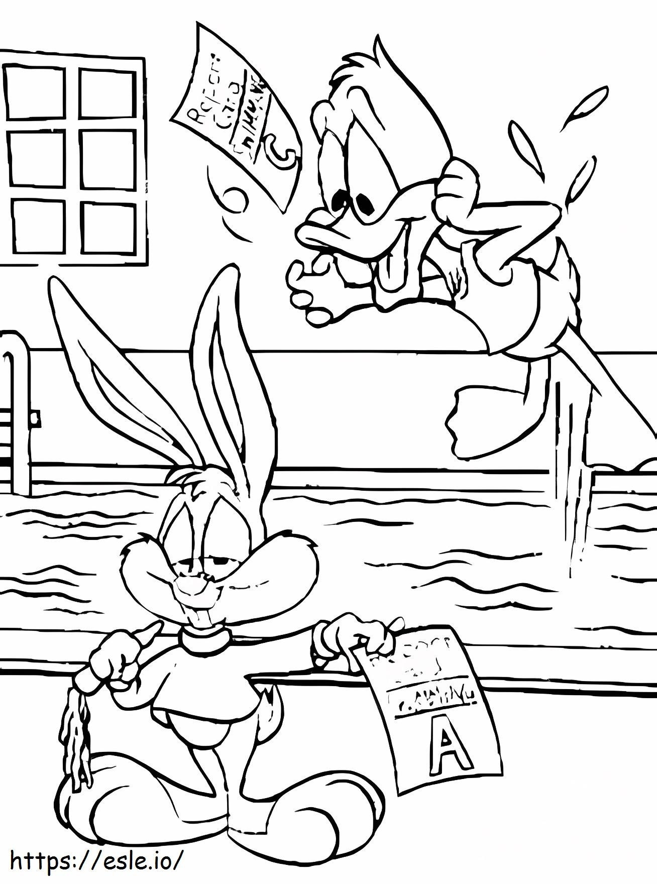 Buster Bunny en Dappere Eend kleurplaat kleurplaat