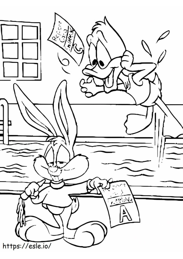 Buster Bunny e l'anatra coraggiosa da colorare