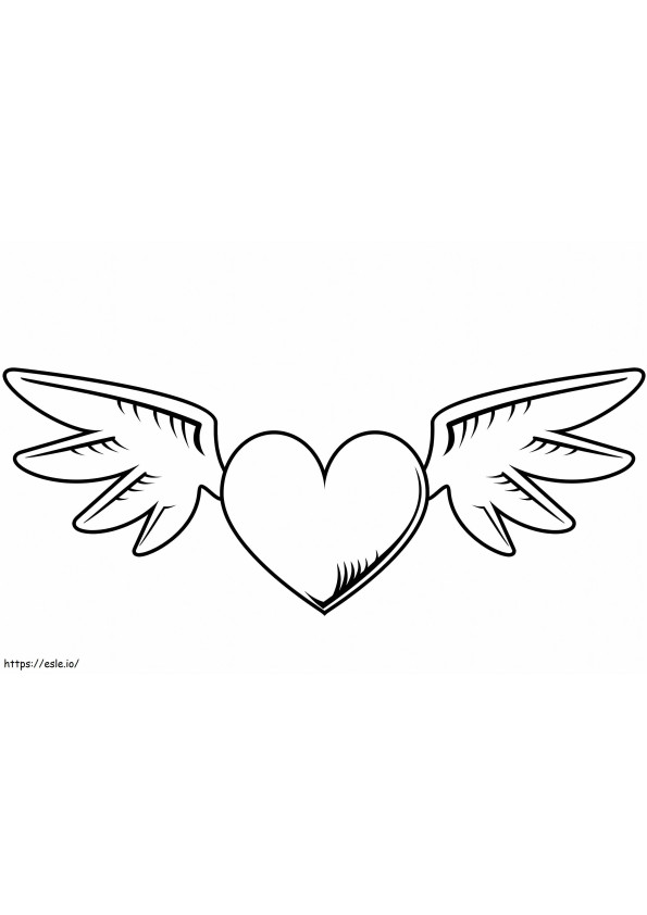 Coloriage Coeur avec des ailes à imprimer dessin