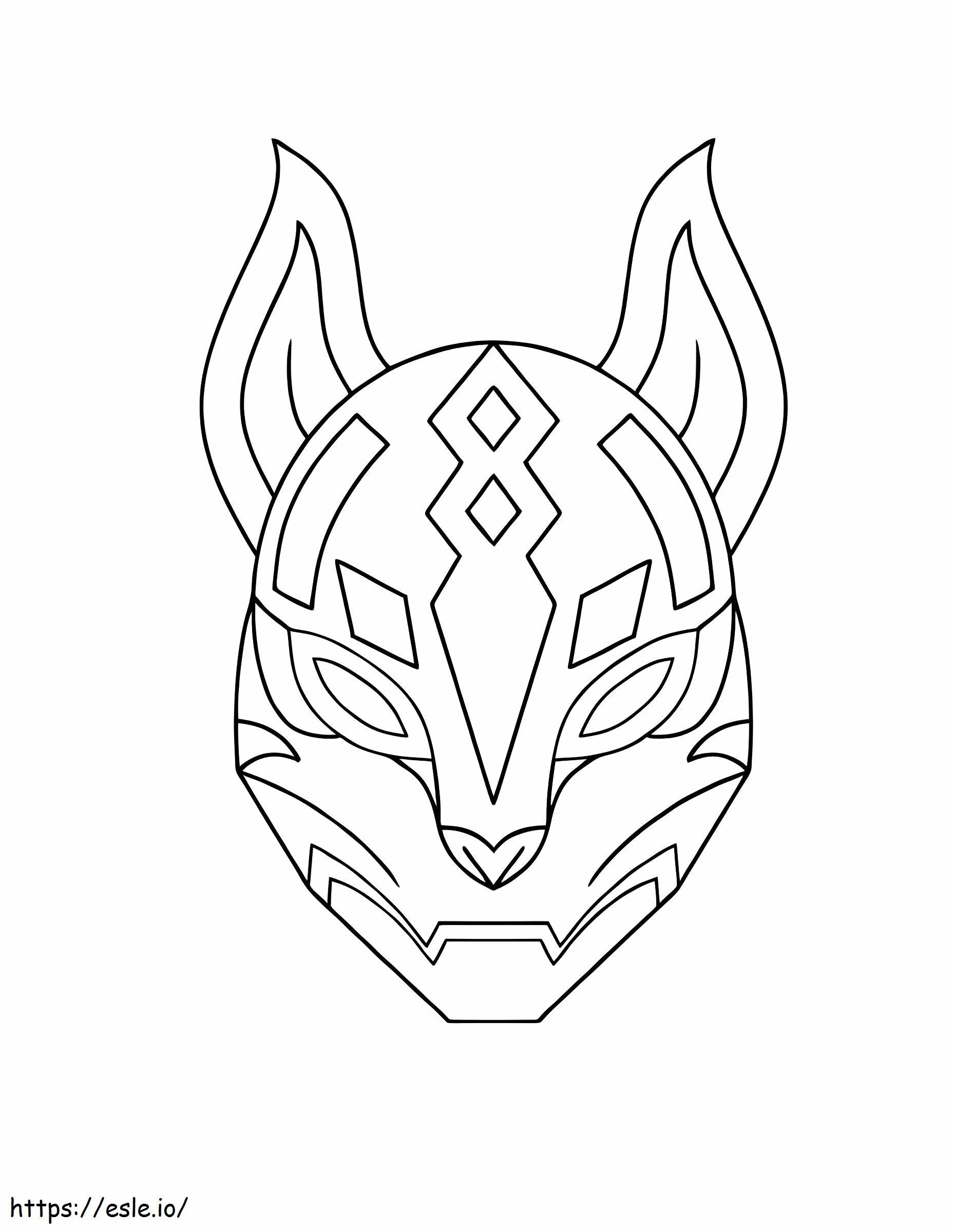 Máscara Kitsune básica para colorear