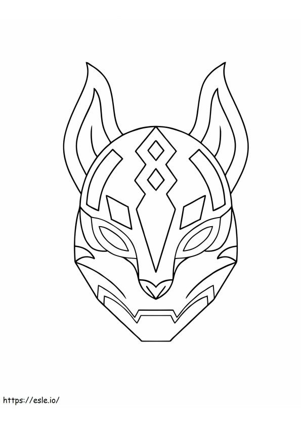 Máscara Kitsune Básica para colorir