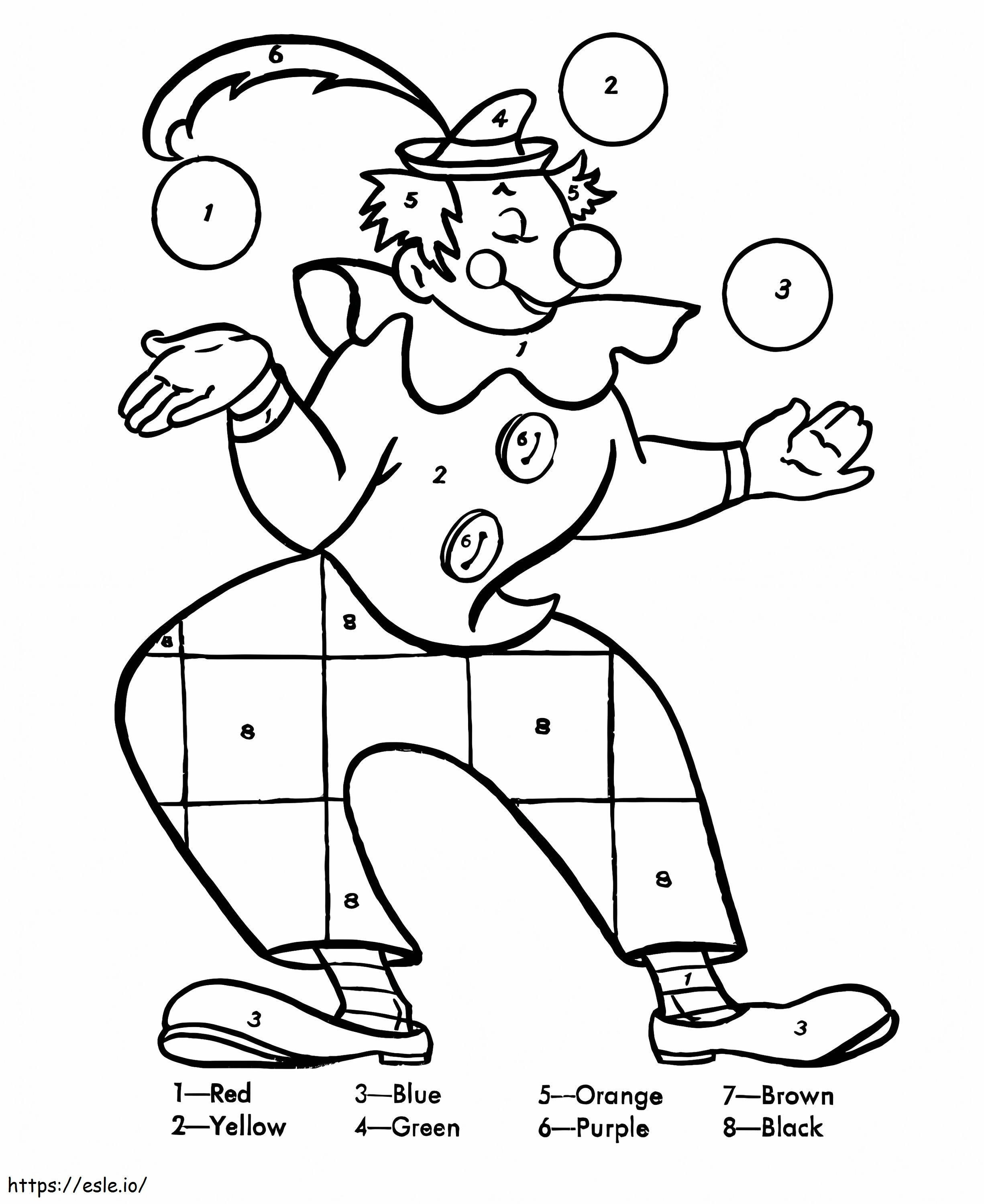Clown Color By Number coloring page