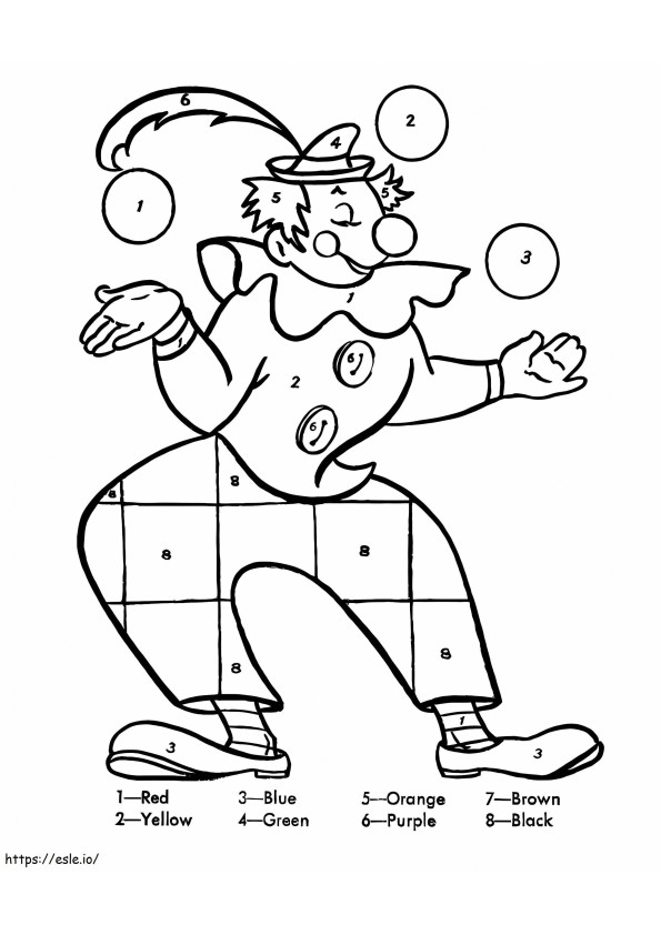 Clown Color By Number coloring page