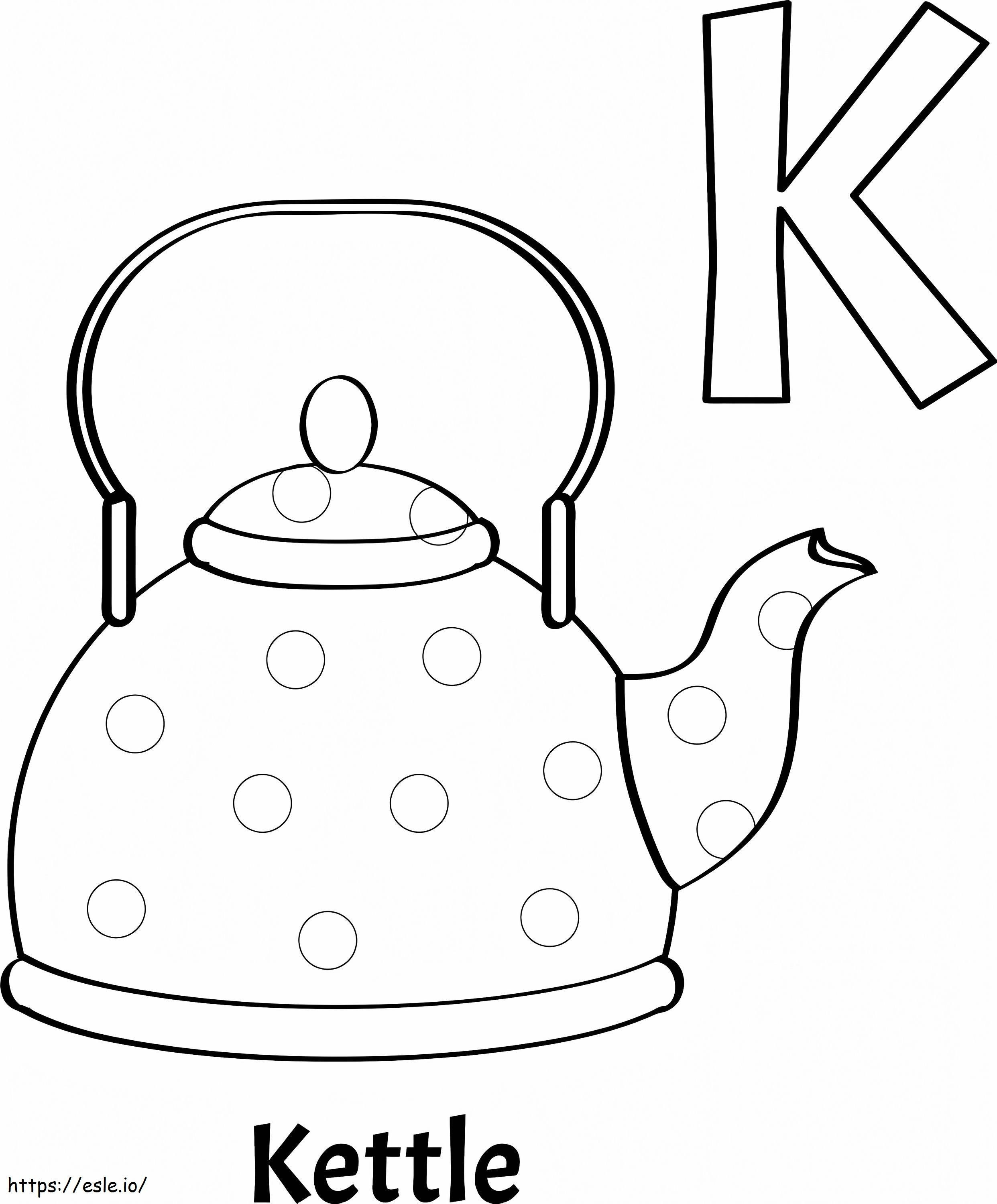 Letter K And Kettle coloring page