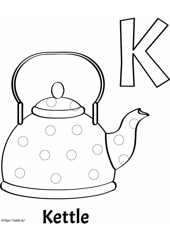 Letter K And Kettle coloring page