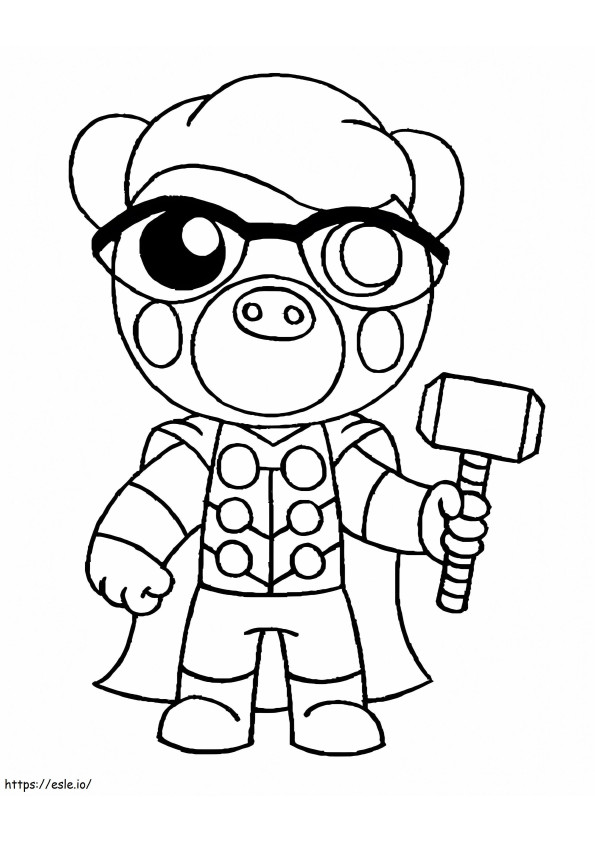 Coloriage Thor Poney Piggy Roblox à imprimer dessin