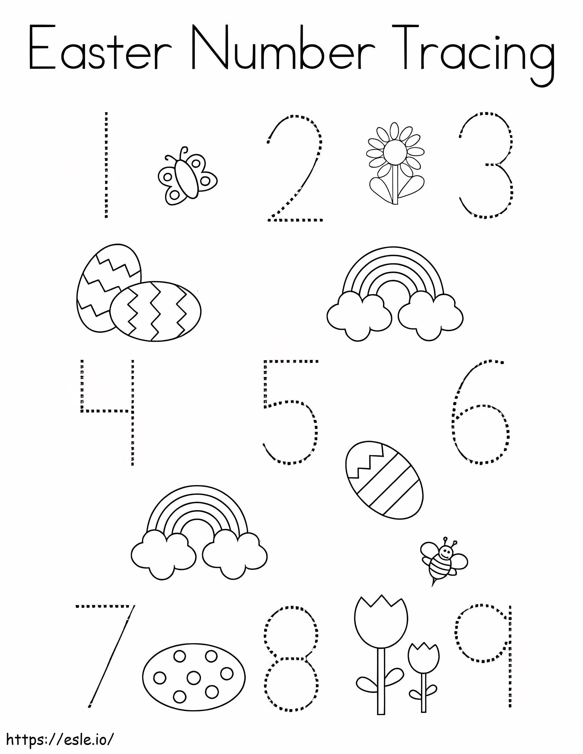 Coloriage Traçage des numéros de Pâques à imprimer dessin
