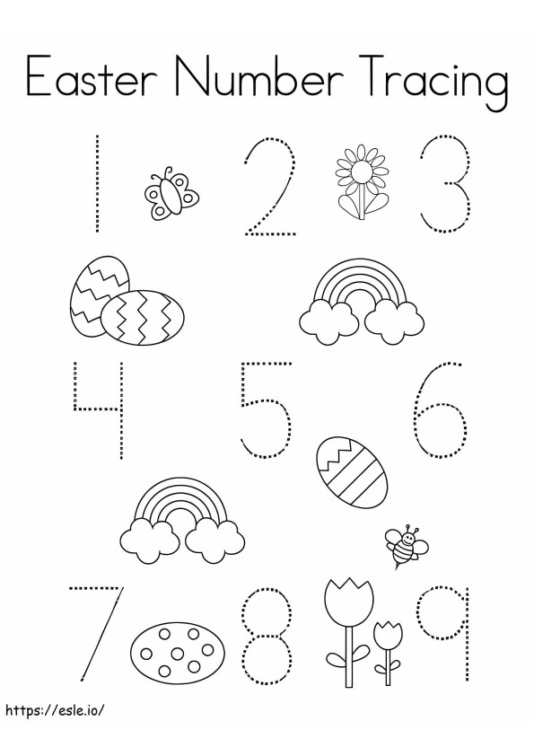 Coloriage Traçage des numéros de Pâques à imprimer dessin