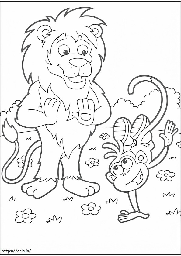 Monkey Boots And Lion coloring page