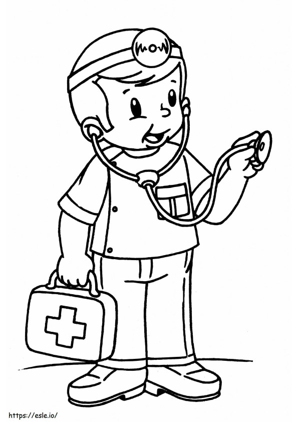 Cute Kid Doctor coloring page