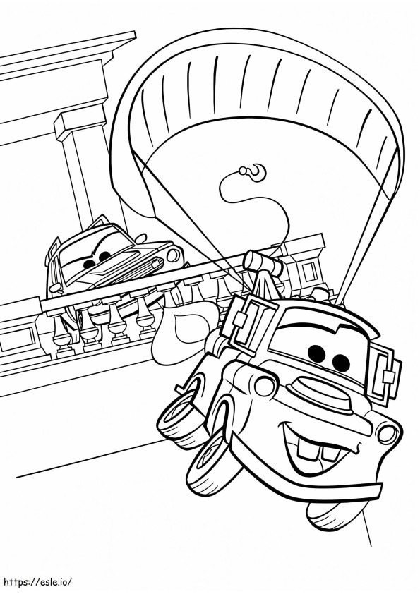 Holowanie Mater z samochodów 2 kolorowanka