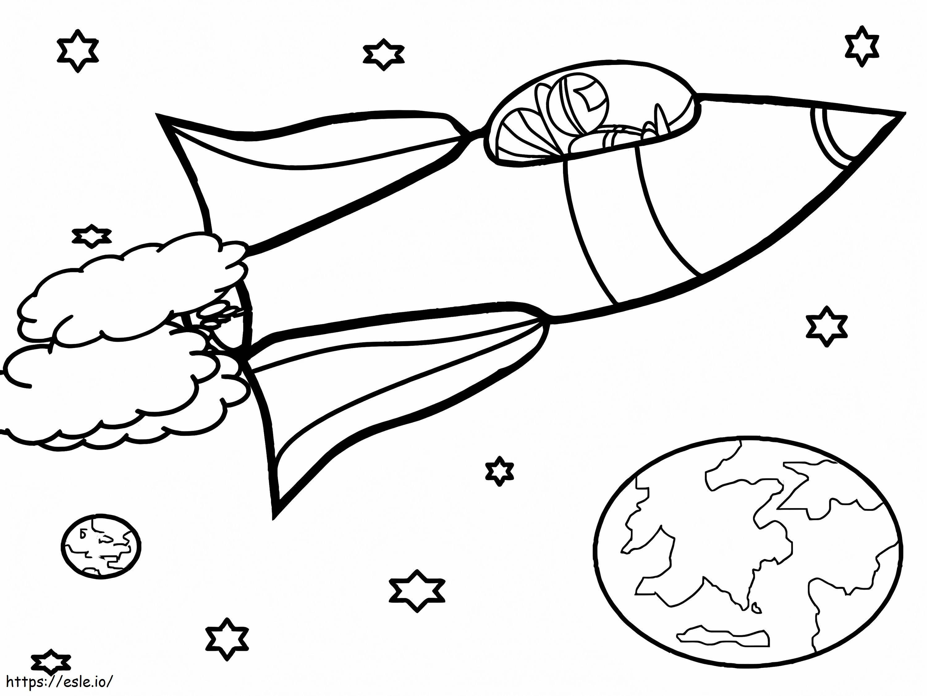 Rocket In Space coloring page